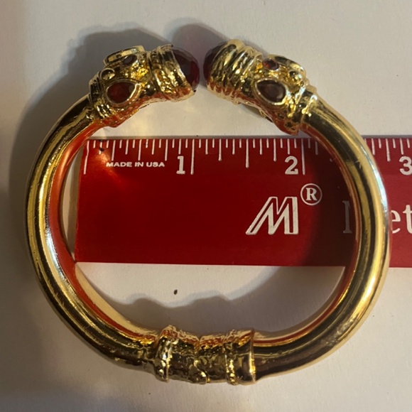 Julie Voss style clamper bracelet with red stones